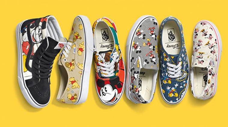 UNISEX Vans Disney Mickey Mouse Cartoon Print Sneakers with Yellow Laces Buy Disney x Vans Era  main image 4