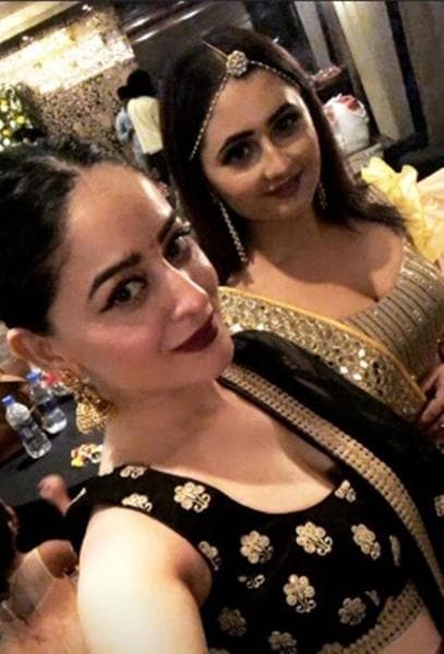 Mahi Vij and Rashami Desai at Yuvika-Prince Mehendi ceremony