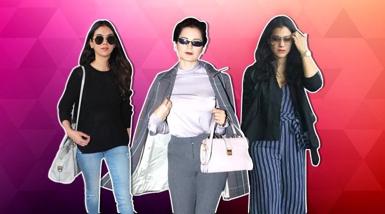kangana ranaut, kajol, aditi rao hydari, kangana ranaut fashion, kajol fashion, aditi rao hydari fashion, kangana ranaut latest news, kajol latest news, aditi rao hydari latest pics, kangana ranaut airport fashion, kajol airport fashion, aditi rao hydari airport fashion, celeb fashion, bollywood fashion, indian express, indian express news