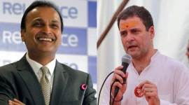 Reliance Group chairman Anil Ambani and Congress chief Rahul Gandhi.