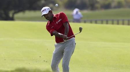 Anirban Lahiri of India plays from the 17th fairway during the Australian Open Golf tournament in Sydney, Thursday, Nov. 15, 2018. (AP Photo) 