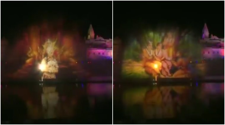 diwali, ayodhya, diwali 2018, ayodhya diwali, ayodhya diwali laser show, ramayana, ayodhya diwali celebrations, ayodhya laser show, Sarayu river, india news, indian express