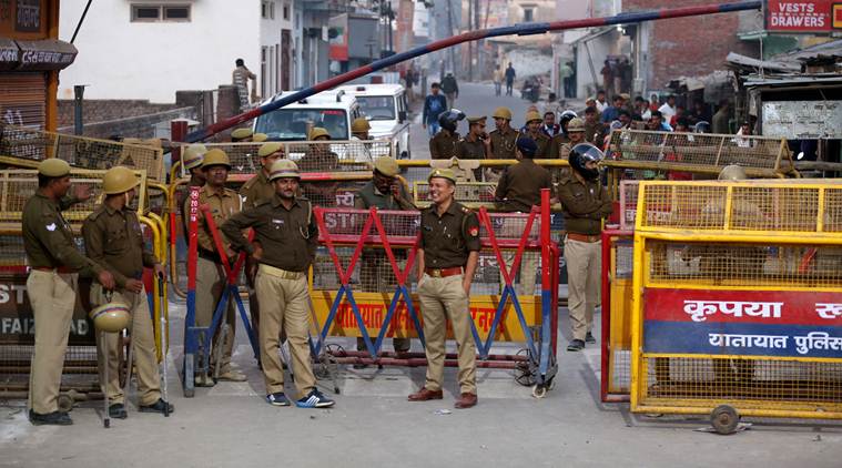 With the BJP and the Rashtriya Swayamsevak Sangh pulling out all stops to mobilise people for the event, police are taking no chances. (Express photo/Vishal Srivastav)