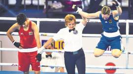 boxing, world championship, boxing championship final, women's boxing championship, sonia chahal, German Gabrielle Wahner, indian express