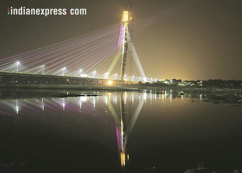 Delhi's Signature bridge illuminates on its inauguration eve