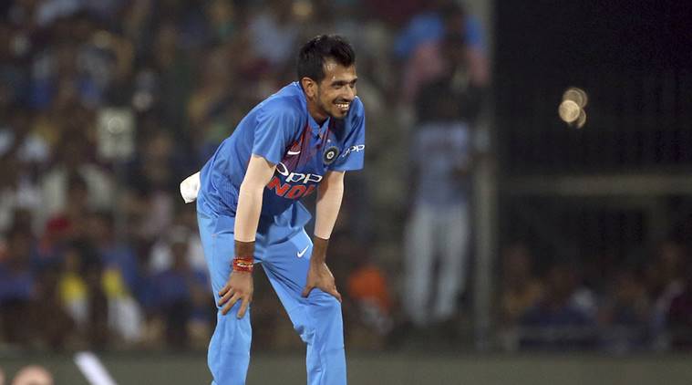 India's Yuzvendra Chahal reacts after bowling a delivery to West Indies' Denesh Ramdin during the third and last Twenty20 international cricket match between India and West Indies