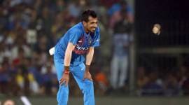 India's Yuzvendra Chahal reacts after bowling a delivery to West Indies' Denesh Ramdin during the third and last Twenty20 international cricket match between India and West Indies