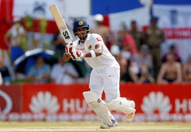 Dinesh Chandimal watches his shot.