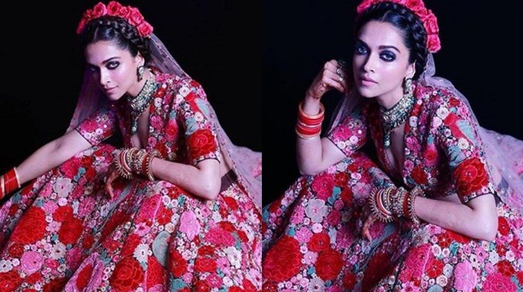 deepika padukone in red lehenga