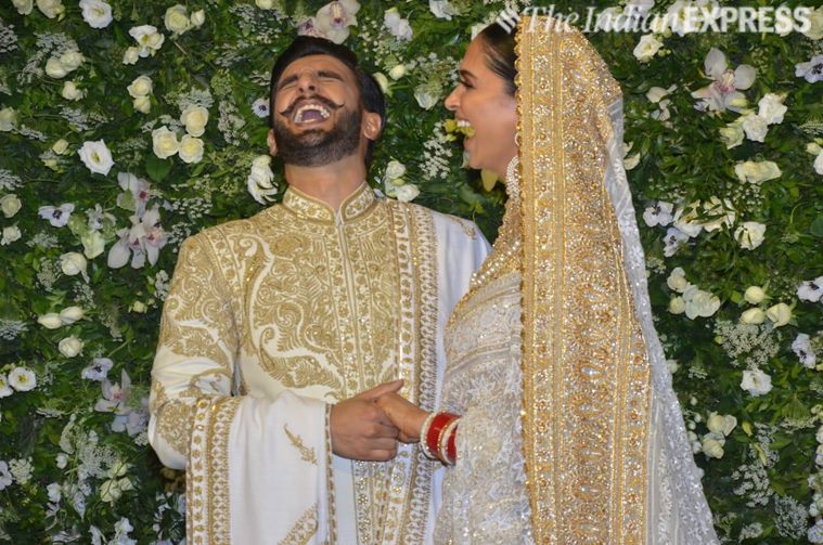   deepika padukone and ranveer singh at the reception in mumbai 