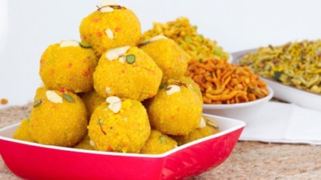 Indian Traditional Laddu Sweet Food Also Know as Motichoor Laddu Dessert
