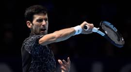 Serbia's Novak Djokovic in action during his semi final match against South Africa's Kevin Anderson at the ATP Finals in London