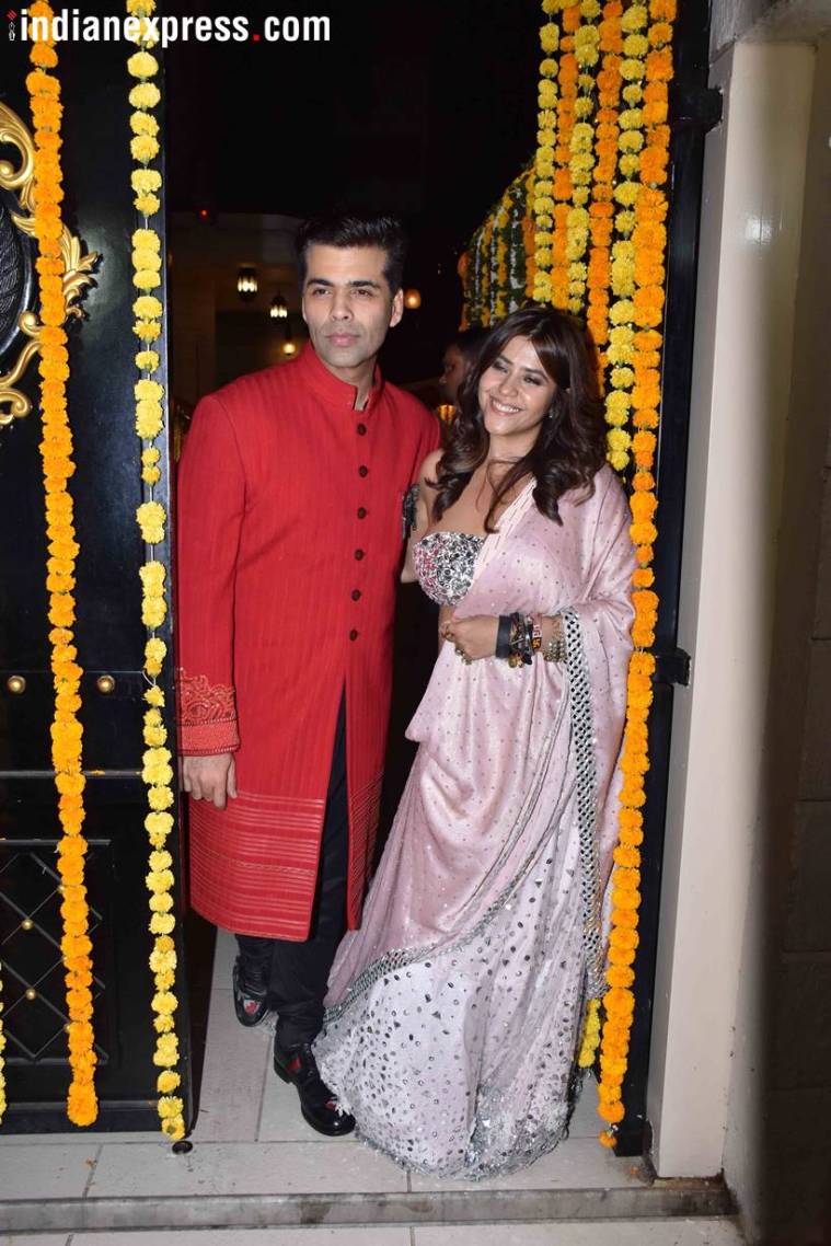 ekta kapoor and karan johar at diwali party