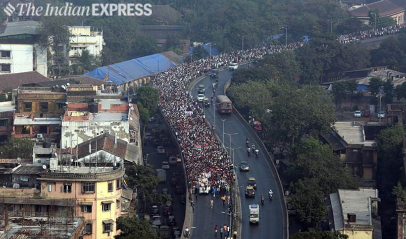 maharashtra farmers protest at azad maidan in mumbai
