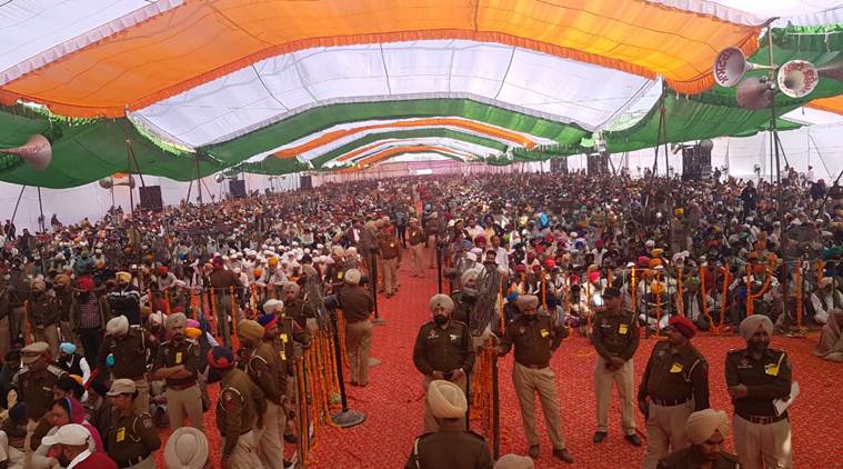 The gathering at the ceremony in Gurdaspur on Monday. (Express photo)