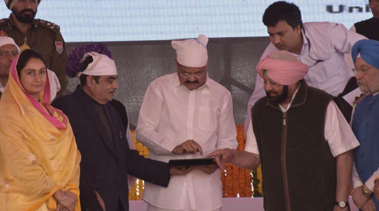 Besides laying the foundation stone of the project, Amarinder Singh announced projects worth Rs 139 crore for Dera Baba Nannak. (Express photo/Simranjit Singh Rana)