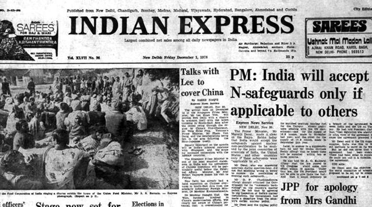 indian express archives, indian express, December 1, 1978, Forty Years Ago: PM on nukes