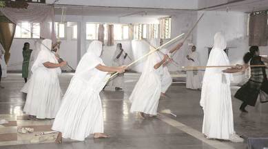With sticks in their hands, woman Jain monks in Surat train thrice a week for self defence