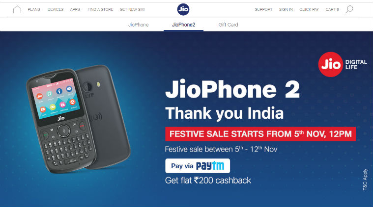 Jio Diwali 2018 Dhamaka offer: Reliance JioPhone 2 open sale begins today |  Technology News - The Indian Express