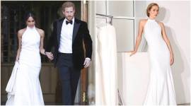 meghan markle, stella mccartney, meghan markle stella mccartney, meghan markle wedding, meghan markle reception, meghan markle prince harry, meghan markle reception dress, indian express, indian express news