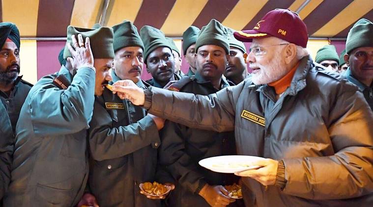 Narendra Modi, Modi in Kedarnath, Diwali 2018, Modi Diwali celebrations, modi on diwali, Modi meets jawans, Kedarnath temple, diwali 2018, indian express
