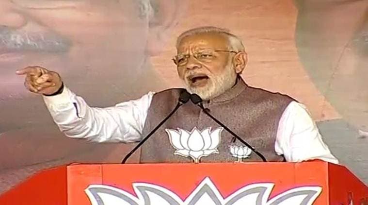 Prime Minister Narendra Modi at the rally in Chhattisgarh on Sunday. (Twitter/@BJPLive)