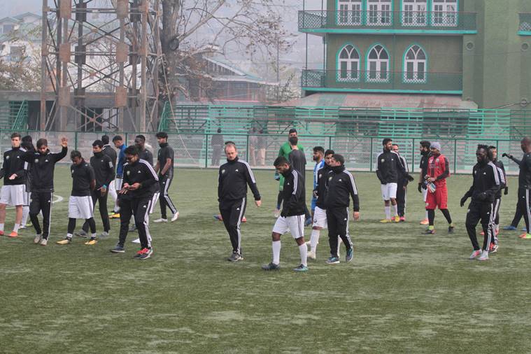 Real Kashmir FC in practice in Srinagar