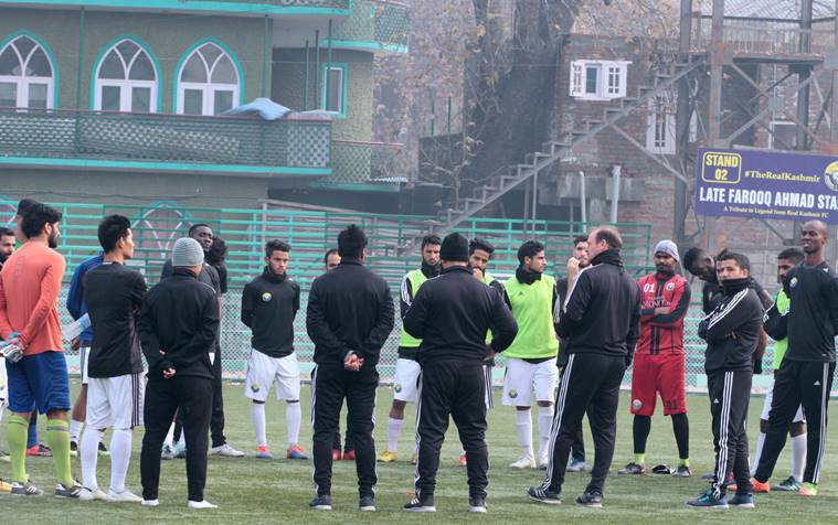Real Kashmir FC in practice in Srinagar