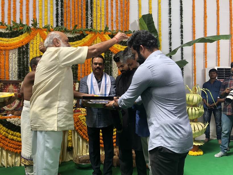 SS Rajamouli, Jr NTR, Ram Charan, K Raghavendra Rao.