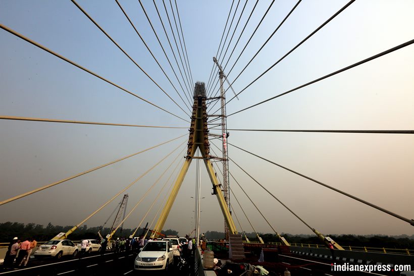 Delhi's Signature bridge illuminates on its inauguration eve