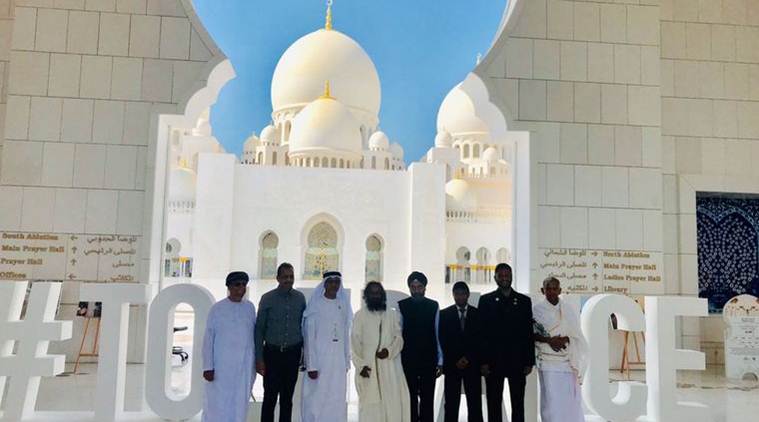 Sri Sri, who was on a four-day visit to the UAE, visited the mosque on Sunday and hailed its beauty and "good vibrations". (Twitter/@SriSri)