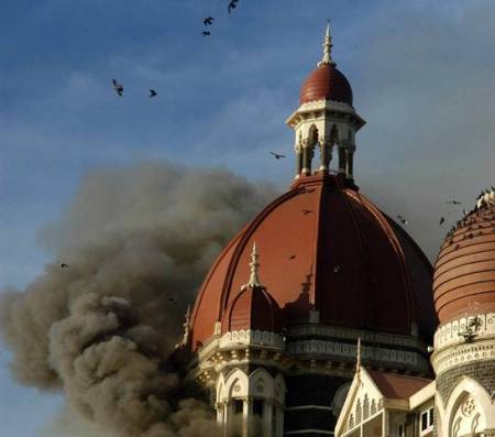 The Taj Mahal Hotel on fire as rescue operations continued 24 hours after the terrorists went in. Prashant Nadkar. 27.11.2008