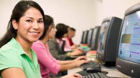 HRD minister, Ramesh Pokhriyal, Digital Learning, computer, students working on computer, computer lab, HRD ministry