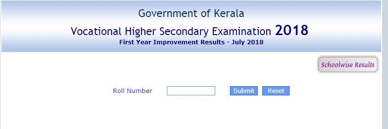 keralaresults.nic.in, VHSE Kerala First Year improvement results 2018, +1 result