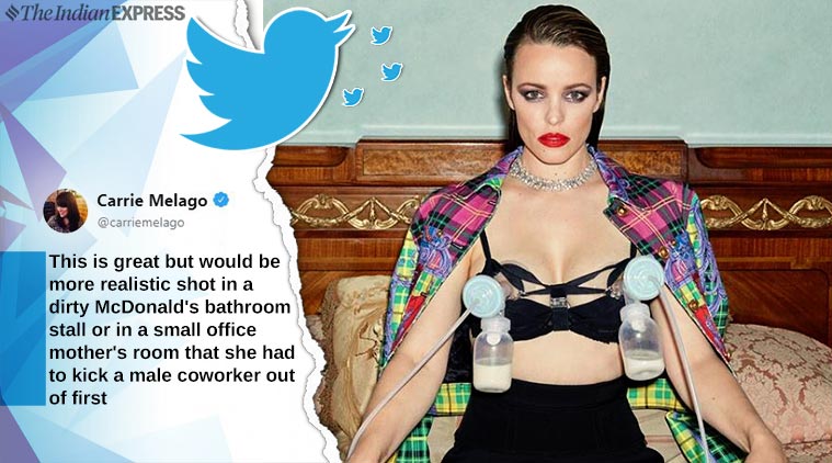 rachel mcadams, breastfeeding, rachel mcadmas breast pump photo, actors breastfeeding photo, normalising breastfeeding, breast pumping rachel mcadmas photoshoot, viral news, indian express