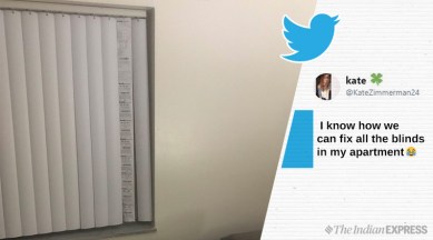 money receipts window blinds, use of money receipts, man use cvs receipts, jugaad, funny tweets, viral tweets, funny news, odd news, indian express