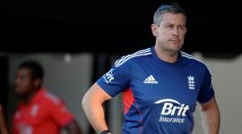 England's coach Ashley Giles reacts after England lost the first One-Day International against the West Indies at North Sound in Antigua February 28, 2014.