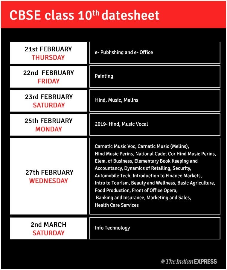 x 2019 cbse exam class schedule complete timetable Download sheet 2019: CBSE date 10th