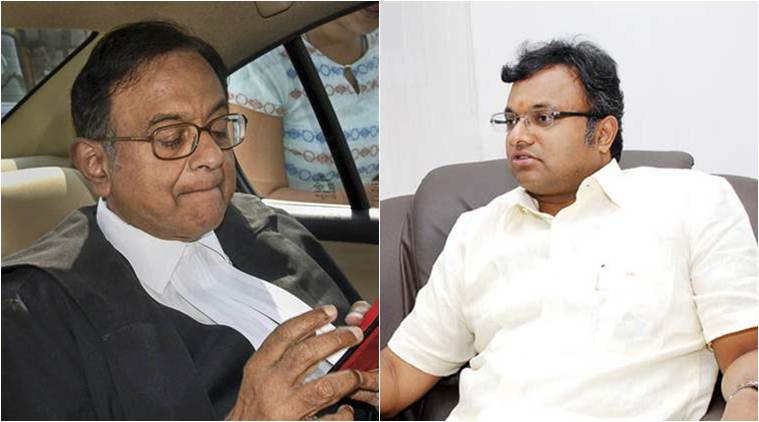 Former Union minister and Congress leader P Chidambaram and his son Karti Chidambaram. (File)