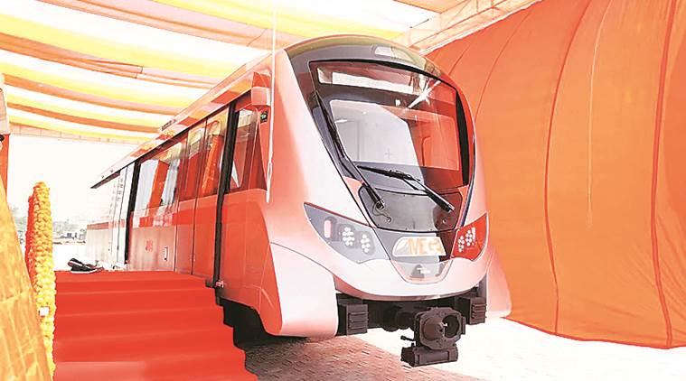 Ahmedabad metro project, Ahmedabad metro project, Ahmedabad metro trail, metro shipped from south korea Indian Express