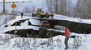 Back-to-back earthquakes shatter roads and windows in Alaska