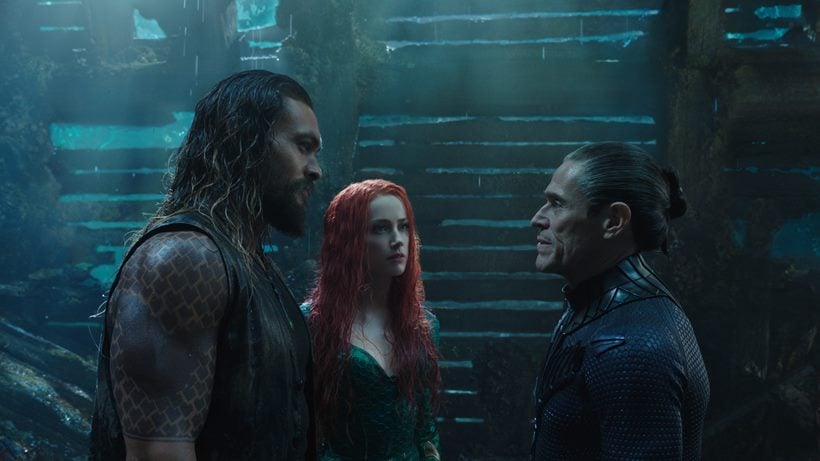 jason momoa, amber heard and willem dafoe,