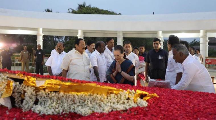 karunanidhi statue, karunanidhi statue unveiled, karunanidhi statue inauguration, opposition leaders in chennai, opposition leaders meeting, grand alliance, rahul gandhi, sonia gandhi, karunanidhi