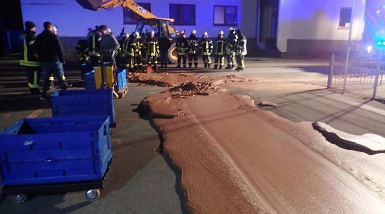 germany chocolate spill, factory chocolate spill, chocolate spill, charlie and chocolate factory, odd news, bizarre news, indian express, funny news,