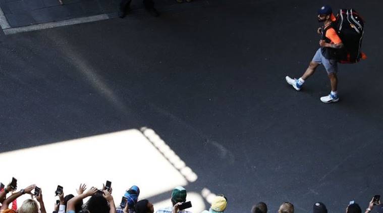 Virat kohli arriving for the nets session