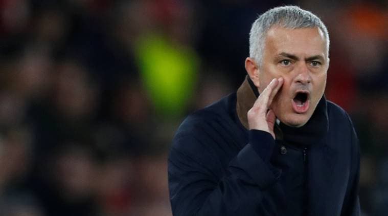 Manchester United manager Jose Mourinho reacts