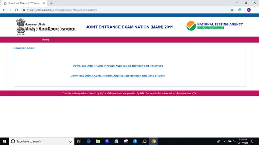 JEE main admit card 2019, JEE main 2019, JEE mains, nta.ac.in, jeemain.nic.in, nta, JEE Main admit card,