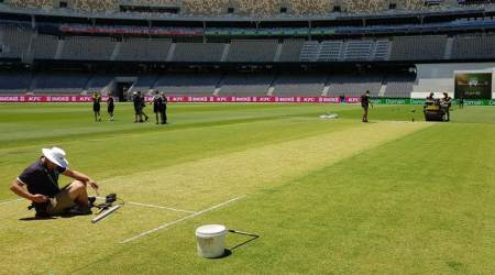 Perth Stadium was expected to be a seamer and bouncer friendly pitch prompting India to go with four seamers. (Source: BCCI/Twitter)