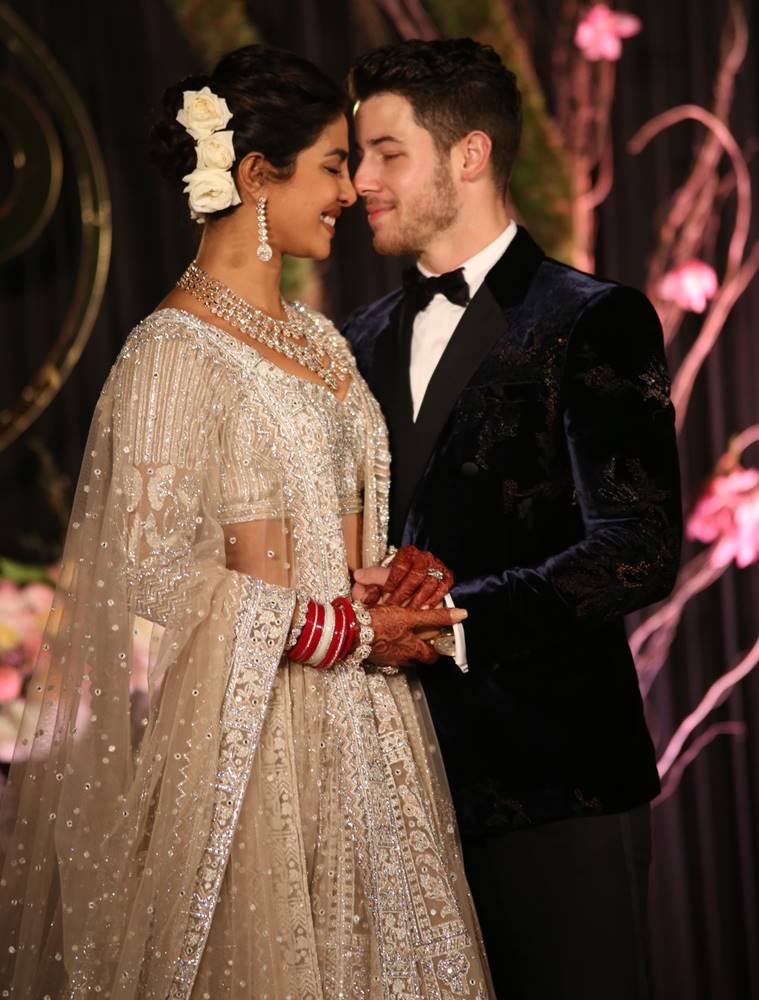 White Priyanka Chopra Lace Long Sleeves High Neck Wedding Dress Celebr –  Hoprom