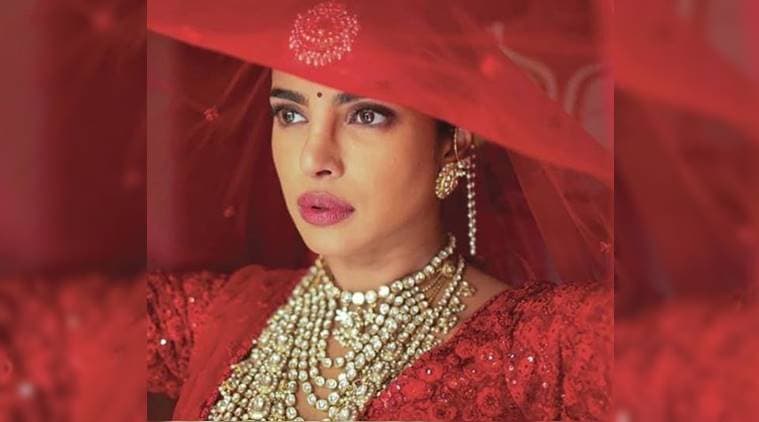 Priyanka chopra red wedding hot sale lehenga